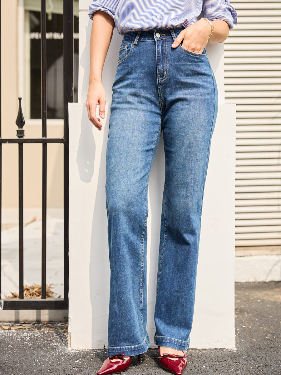 2025 Spring New Arrivals Women's High Waist Slim Fit Stretch Classic Flare Denim