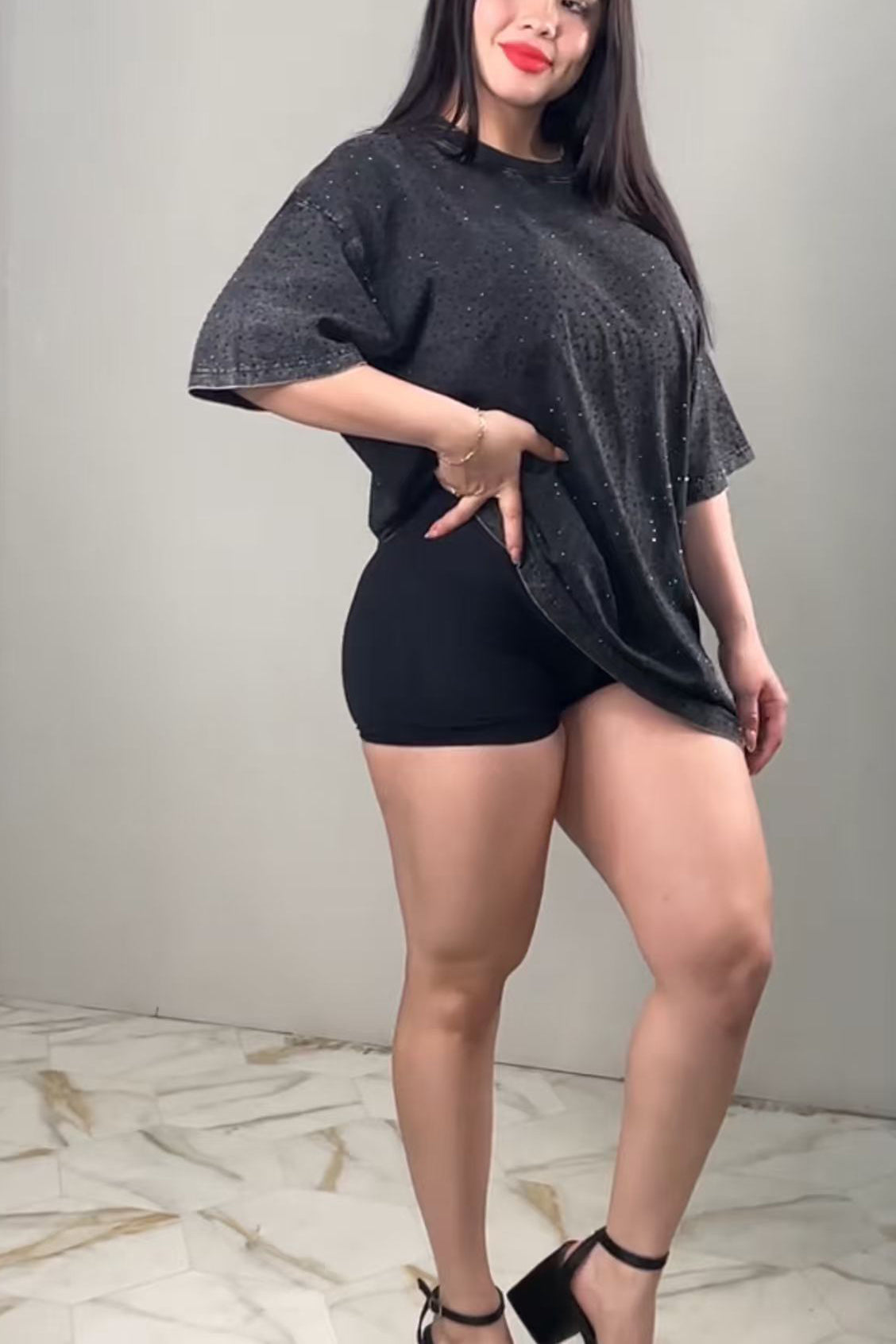 Oversize Diamanté Rhinestone T-shirt