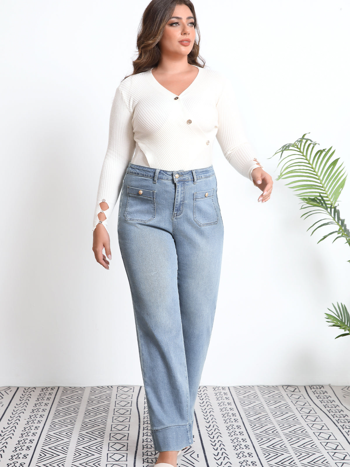 Tummy Control Sailor Straight Leg Trouser