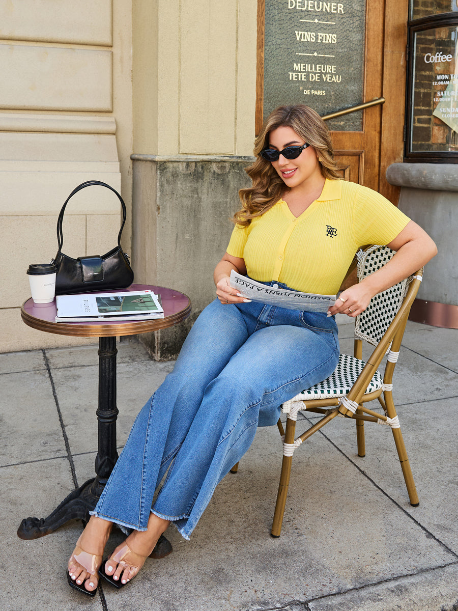 Medium Wash Raw Hem Straight-Leg Jeans