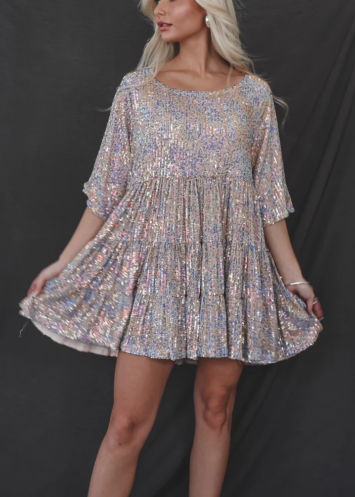 My Queen Sequin Baby Doll Dress VIRAL