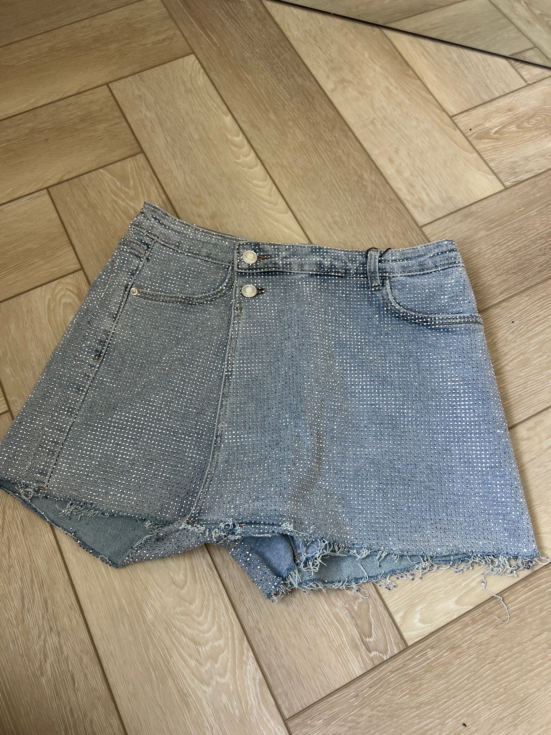 Blue Diamanté Super Stretch Skirt