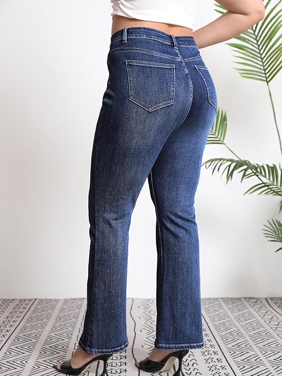 High Elasticity Tummy Control Bootcut Jeans for Women