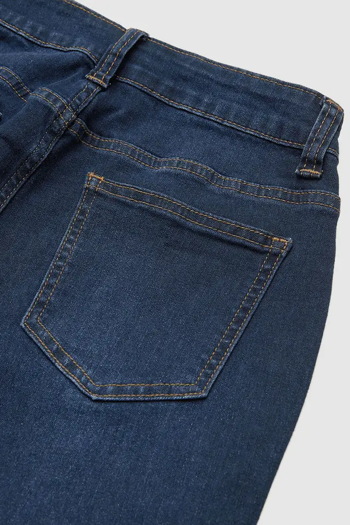 Wash Button Fly Seam Front High Rise Flare Jeans