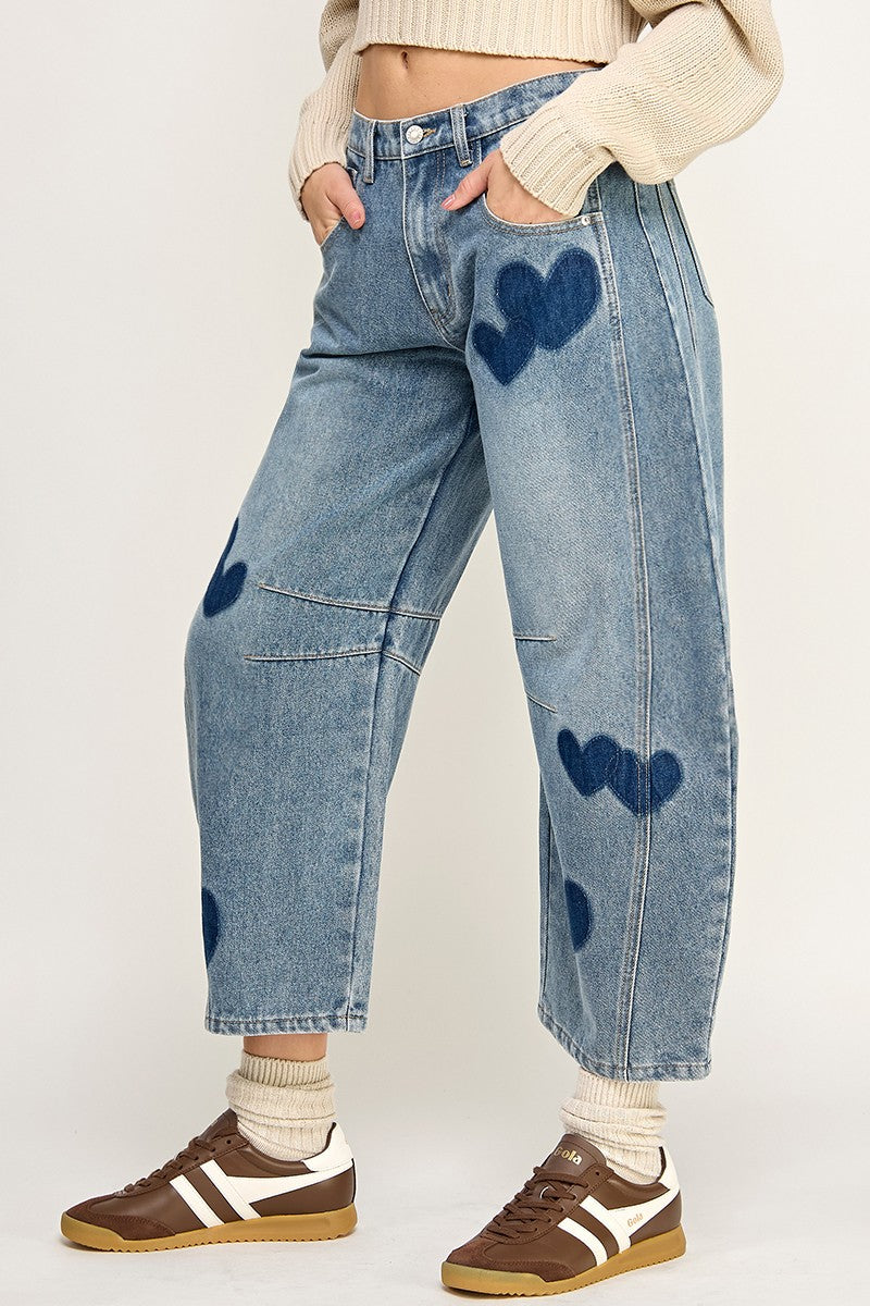 Heart Barrel Denim Pants