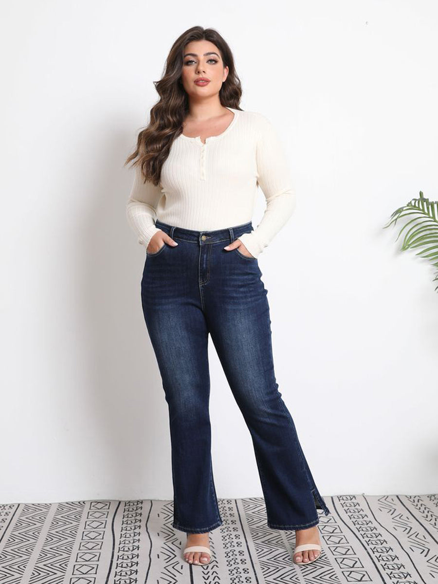High-Waisted Stretch Flared Jeans