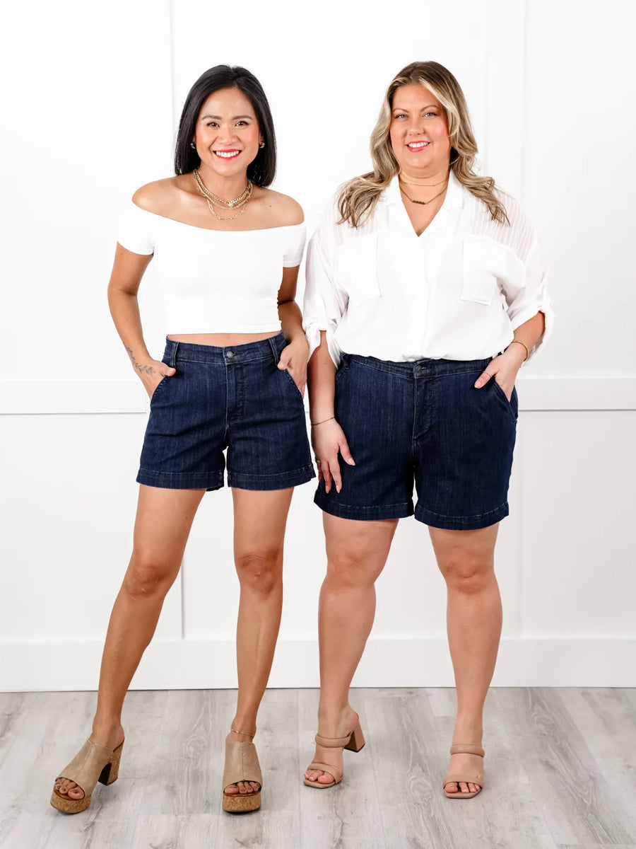 Dark Wash Trouser Shorts