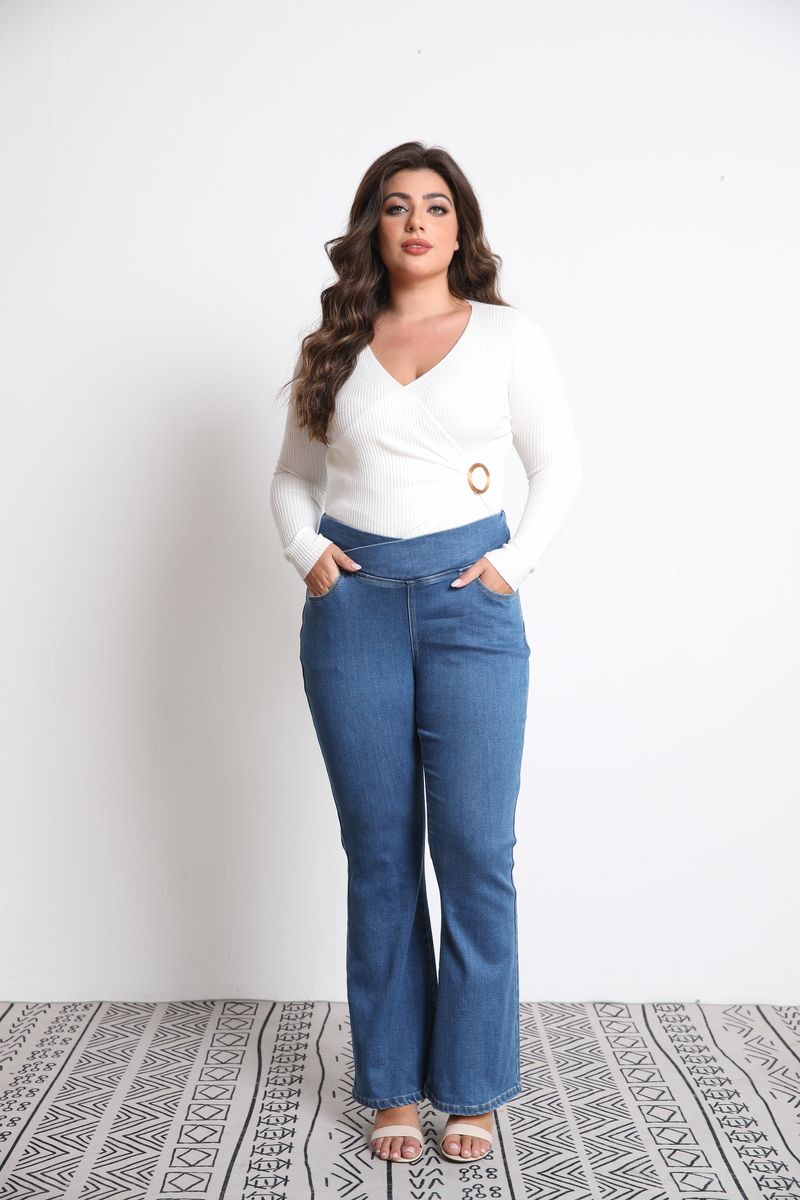 High-waisted, Hip-lifting, Slimming Double-pocket Flared Jeans