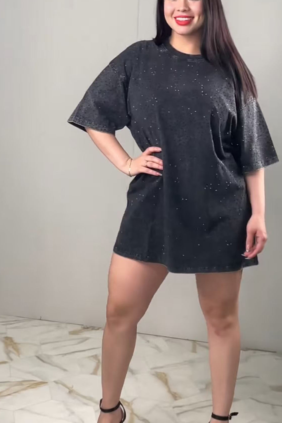 Oversize Diamanté Rhinestone T-shirt