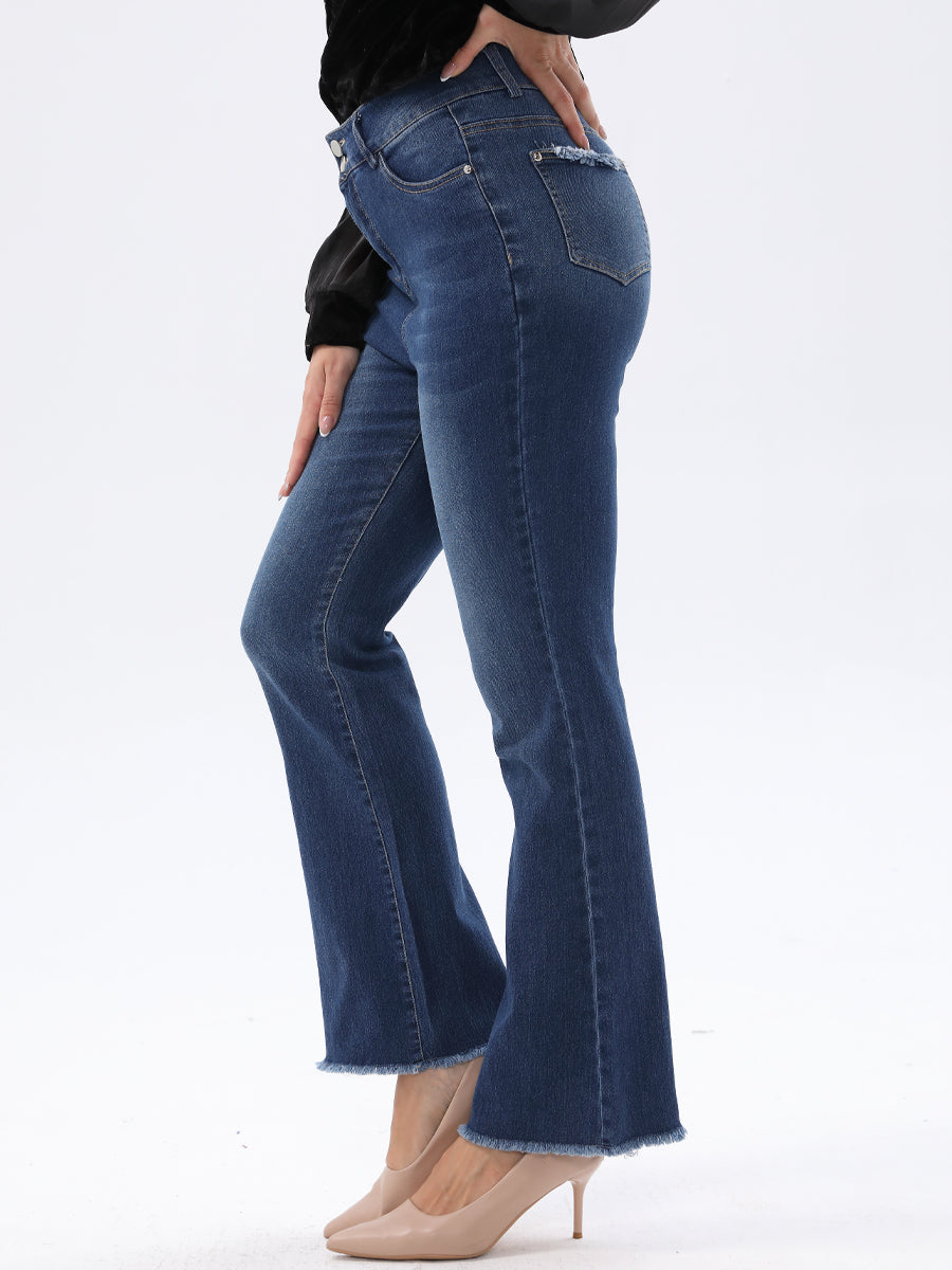 Chic High-Waisted Loose Fit Flare Jeans