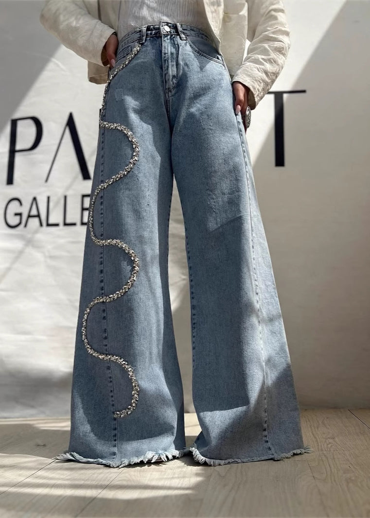 Lola Rhinestone Wide Leg Jeans