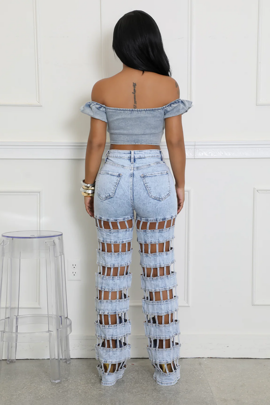 Sexy Cut Out Straight Leg Jeans