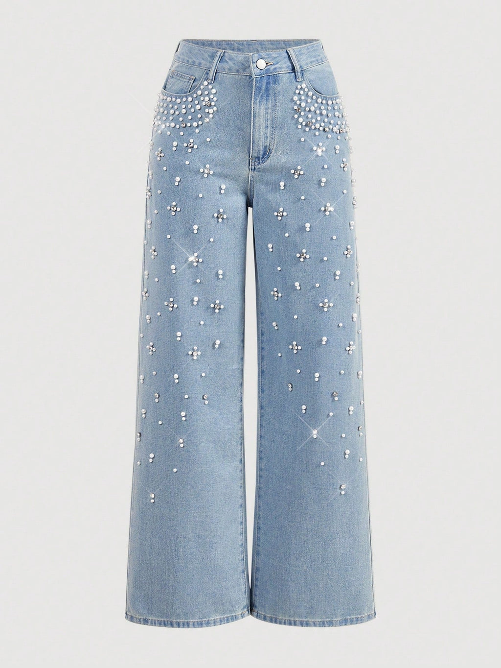 Women's Jeans With Faux Pearl