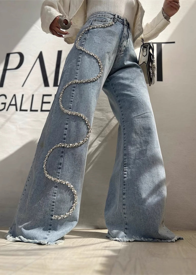 Lola Rhinestone Wide Leg Jeans