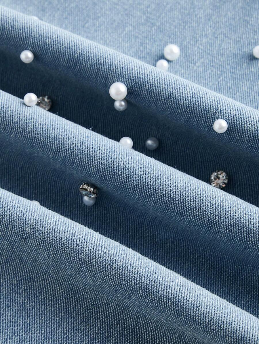 Women's Jeans With Faux Pearl