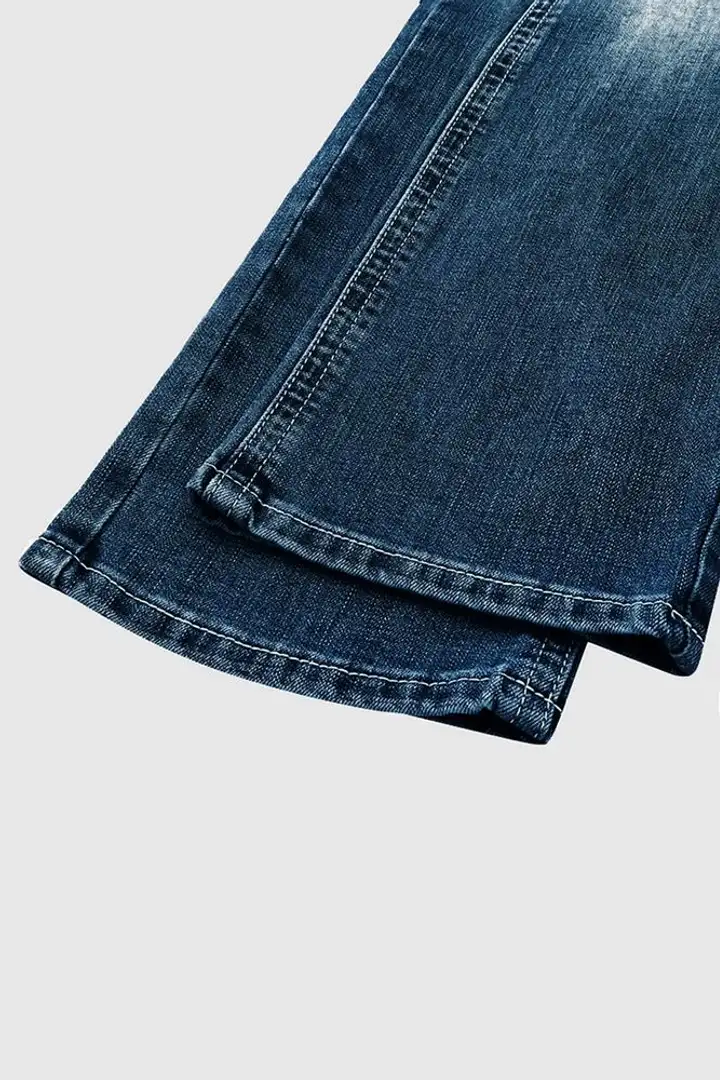 Wash Stretchy Double Button Mid Waist Bootcut Jeans