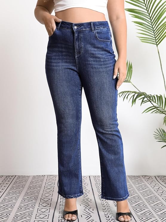 High Elasticity Tummy Control Bootcut Jeans for Women
