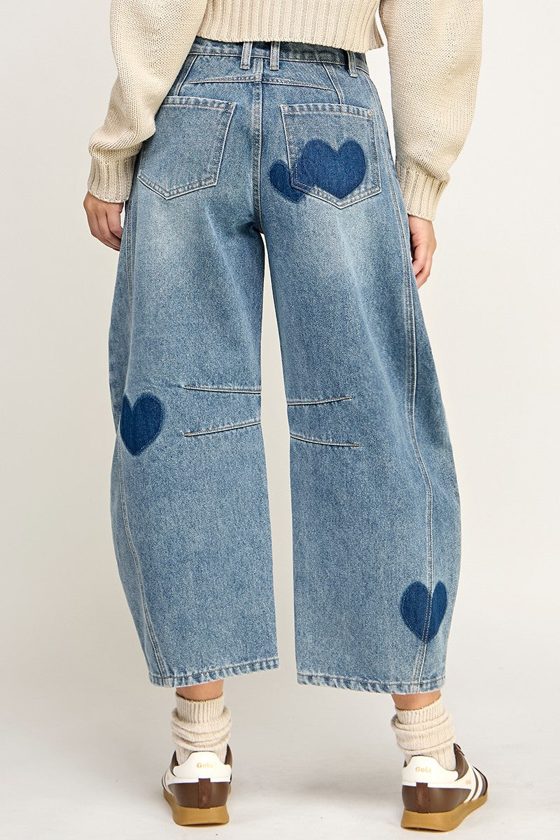 Heart Barrel Denim Pants