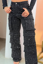 High Waisted Diamanté Rhinestone Jeans
